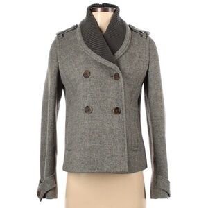 J. Crew Gray Double-Breasted Pea Coat with Shawl Collar